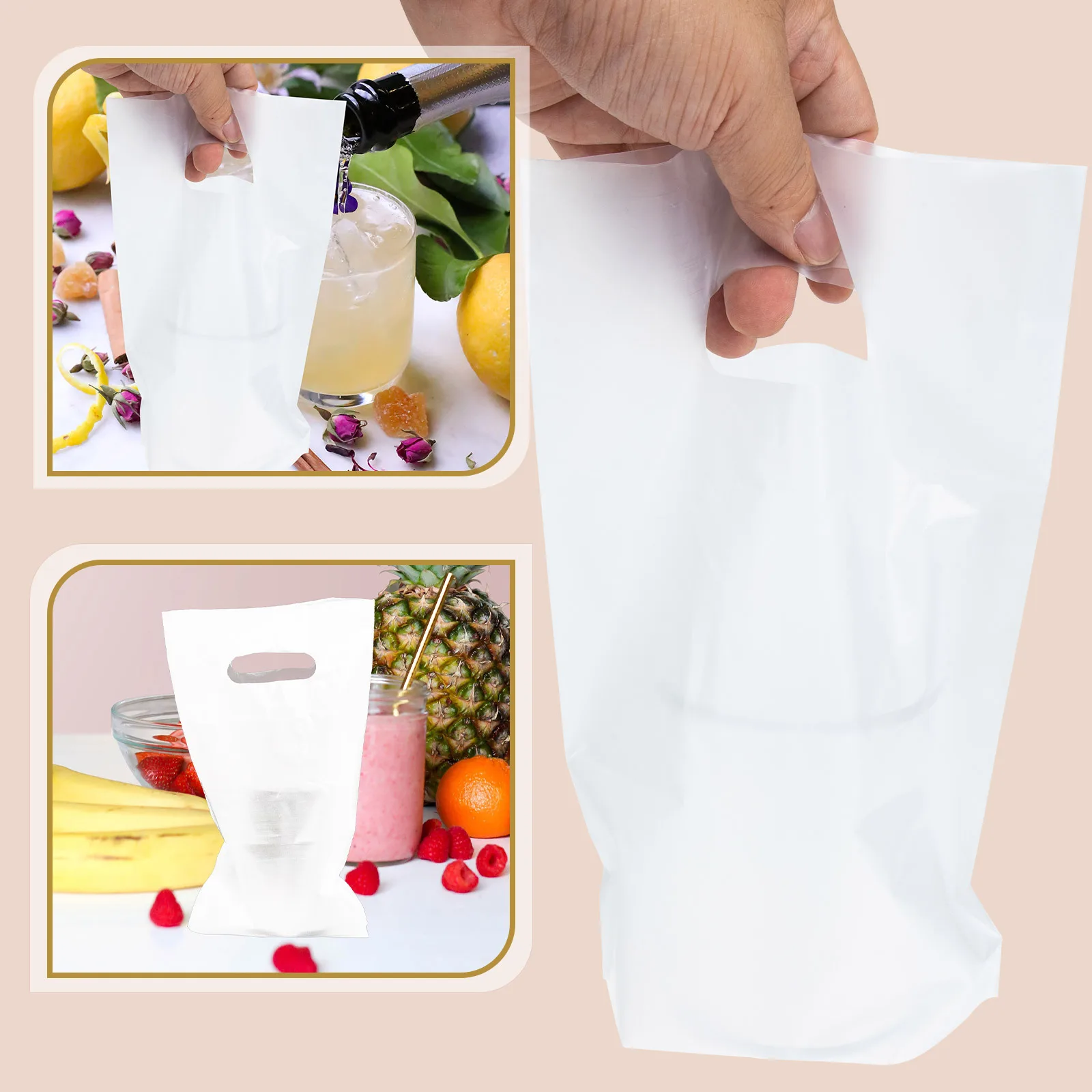 

Beverage Carrier Portable Milk Tea Bags Cup Holder Transparent Coffee Clear Plastic Drinking Packaging Take- Out Disposable