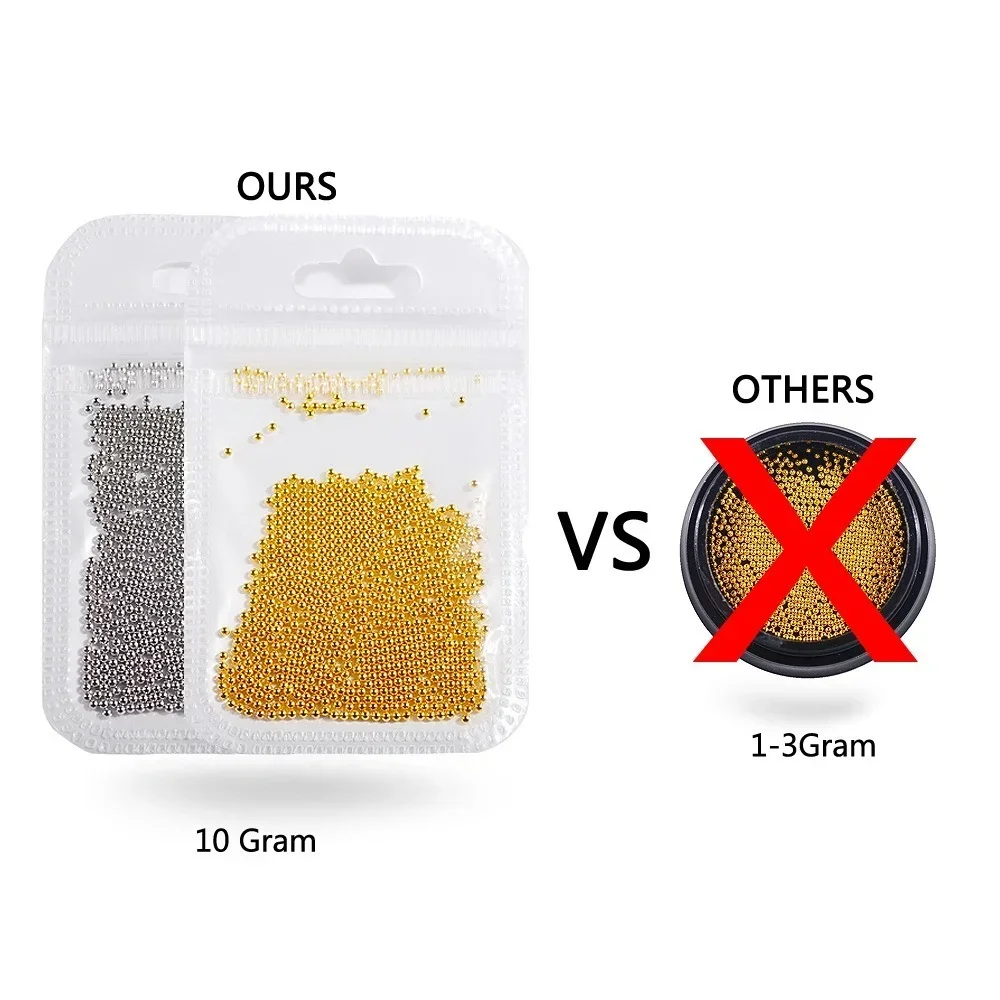 Dekoracje do paznokci 3D z dżetami, koraliki kawiorowe ze stali nierdzewnej o średnicy 0,6 mm - 2 mm, narzędzie do manicure, różowe złoto, szary srebrny