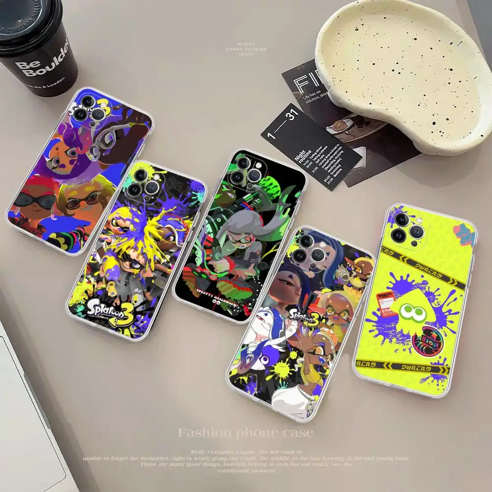 Game S-Splatoons Phone Case Silicone Soft for iphone 15 14 13 12 11 Pro Mini XS MAX 8 7 6 Plus X XS XR Cover