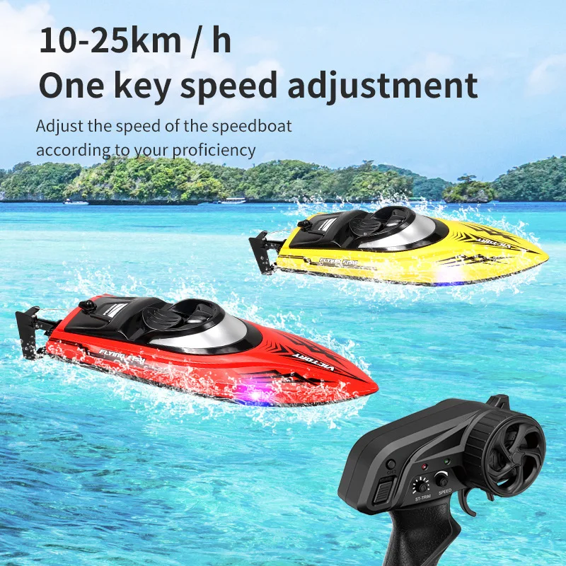 HXJ HJ811 RC Boat 25km/h High Speed Speedboat with LED Light 2.4G 4CH Waterproof Electric Racing Vehicles Models Lakes Pools Toy