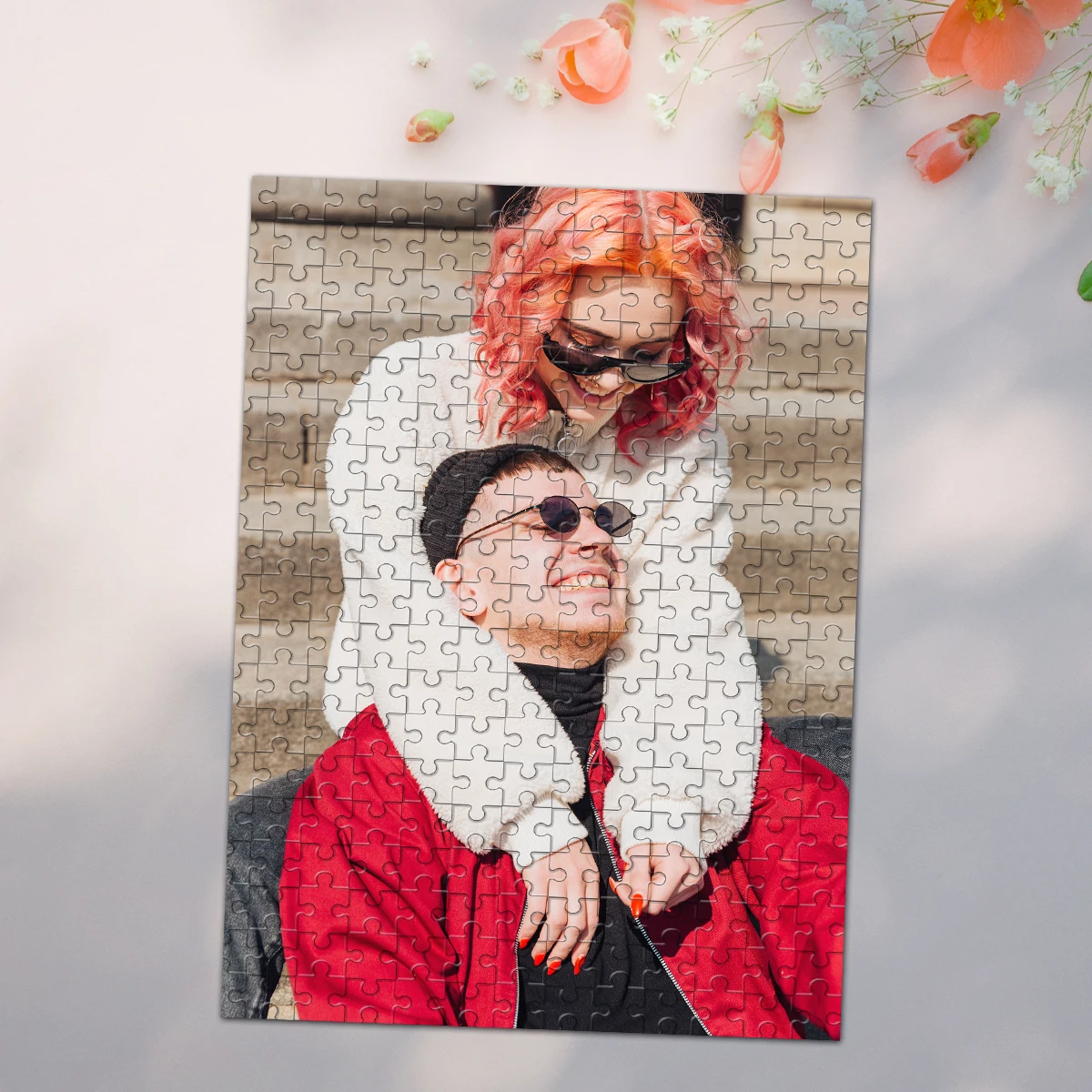 35/300/500/1021 قطعة شخصية مخصصة صور لغز النظارات الشمسية زوجين شخصية الضغط الألغاز بازل قطع