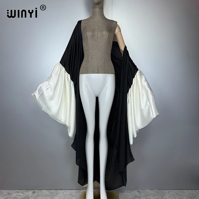 WINYI オリジナル韓服着物イブニングドレスビーチウェアカバーアップアフリカ女性ルーズパフ袖カーディガンボヘミアンホリデーカフタン