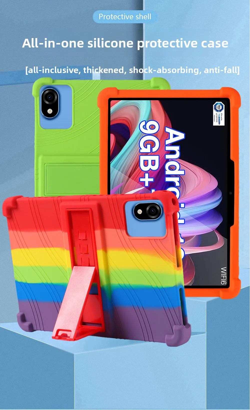 Für DOOGEE U10 Tablet-Hülle 10,1 Zoll Silikon-Vollschutz Stoßfeste Standhülle Kinderfreundlicher Fallschutz – Detail 1