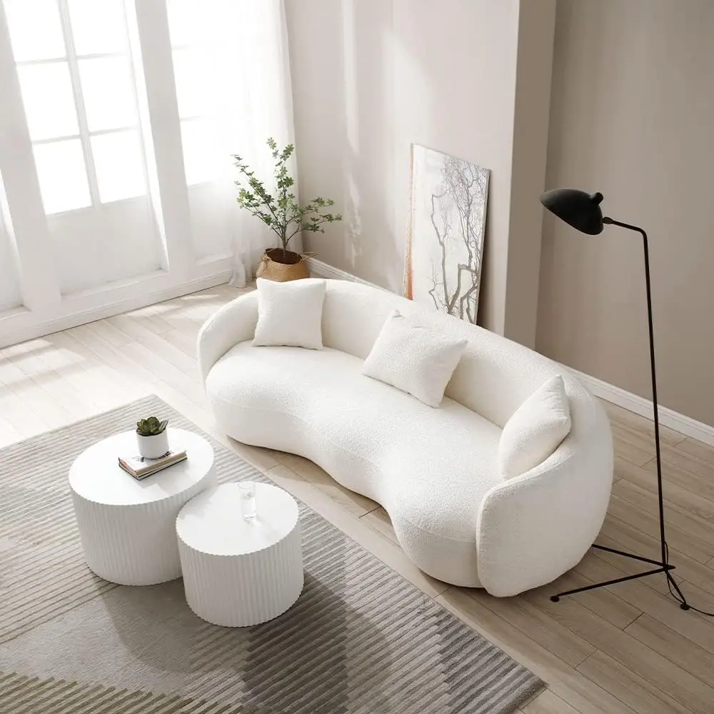 

Modern Minimalist Chesterfield Long Sofa with Cotton Cushion Comfortable Upholstered for Living Room or Bedroom