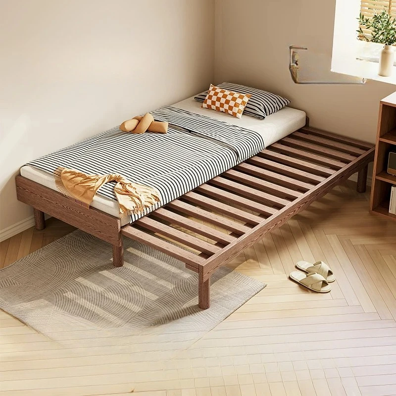 PYH telescopic bed solid wood small apartment temporary second study log suitable for small room pull-out bed