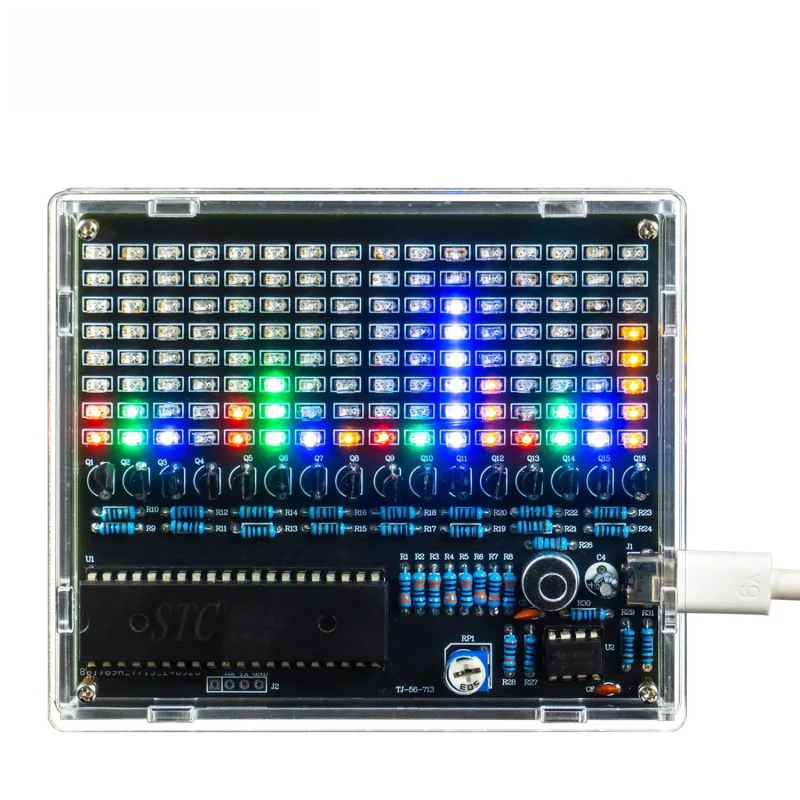 

Four Color Voice ControlLEDSpectrum Rhythm Light 8x16LEDMatrix Display Full Plug-in Soldering ComponentsTJ-56-713
