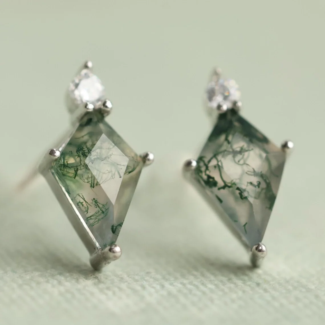 

Natural Moss Agate Stud Earrings for Women 925 Sterling Silver Original Design Gold Plated Fine Jewelry Anniversary Female Gifts