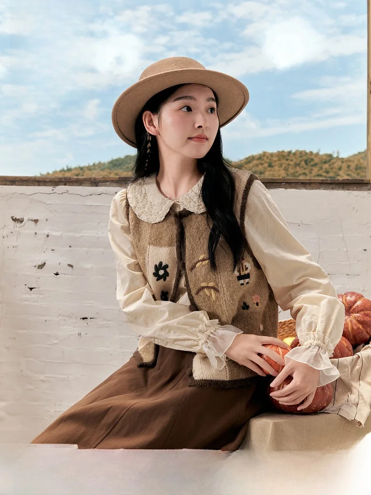 

Женский повседневный вязаный кардиган ZiHuan Heavy Industry с цветной вышивкой, круглым вырезом и свободным кроем