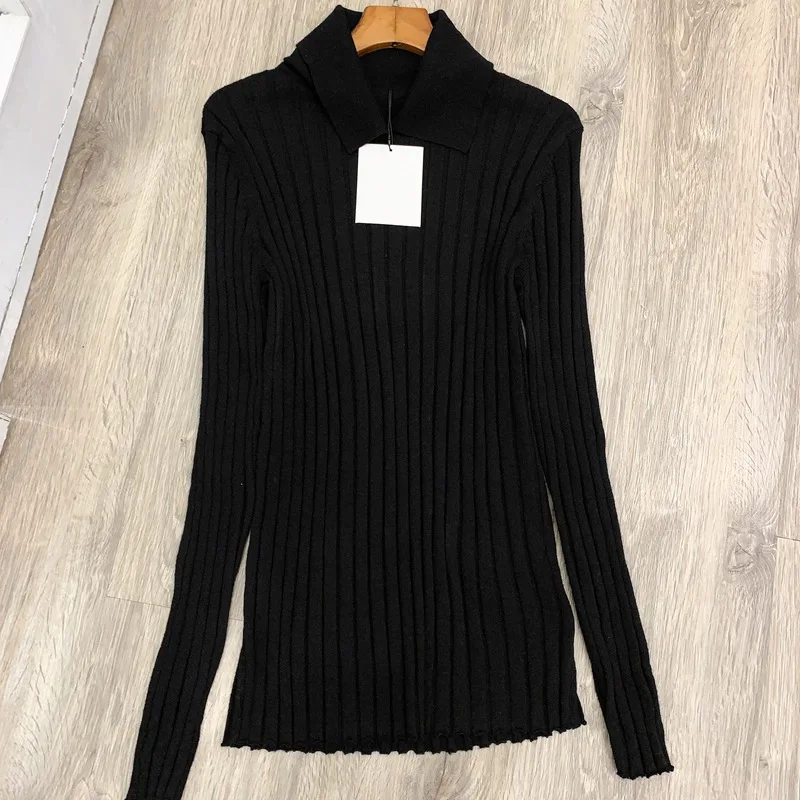 

Women's Long-Sleeved Knitted Bottoming Sweater, Casual Top, Commuting Lapel, Woolen Pullover, Autumn and Winter