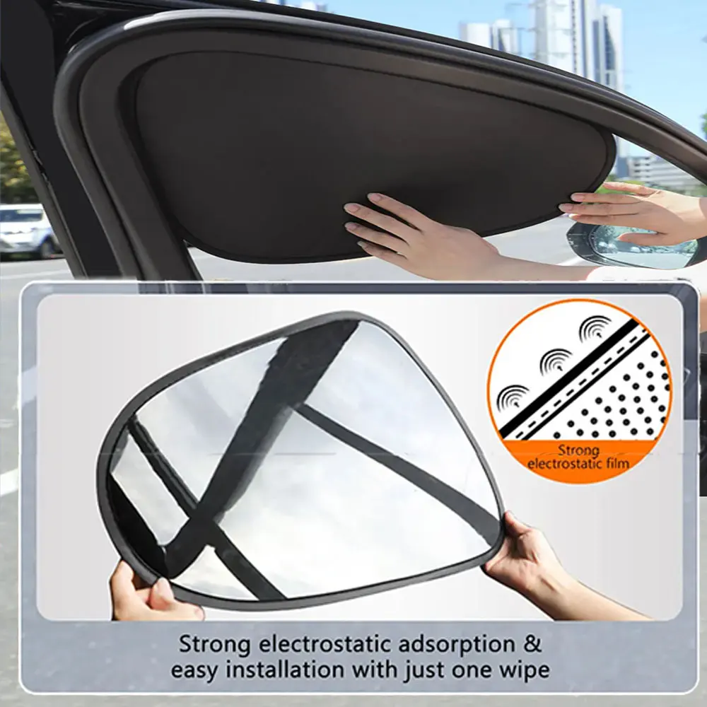 Car Side Window Electrostatic Sun Visor for Car Window 4-Layer Sun Shade Curtains Auto Sun Protection Cover Anti-Glare