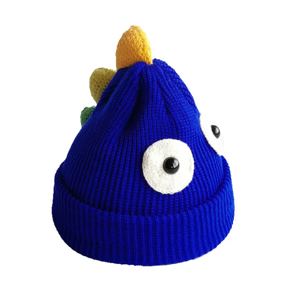 

Cartoon Little Dinosaur Woolen Yarn Hat Knitted Kids Winter Warm Stretchable Toddler Hat One Size Fits Most Fashion Autumn
