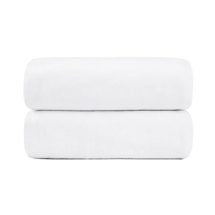 Bath Towels 2 PACK 30 x 60 Microfiber Absorbent Fast Drying Super Soft Beach Towels White