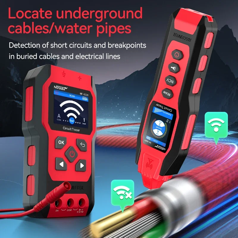 NOYAFA NF-8301 Underground Cable Tester Wire Tracker Detect Wall Underground Cable Tracker High&Low Voltage Cable Locator Underg