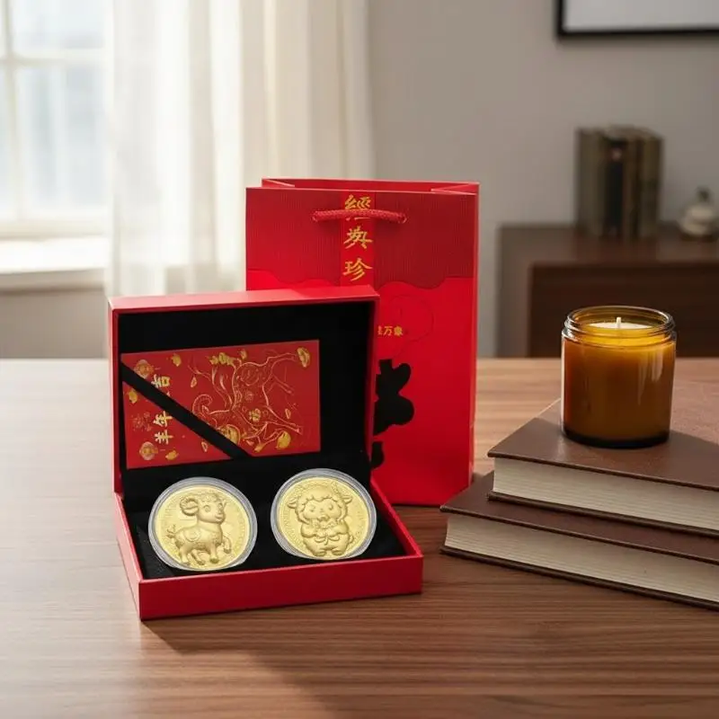 2027 Year Of The Goat Souvenir Coins: 1Set Zodiac Collectible New Year Gift Metal Crafts