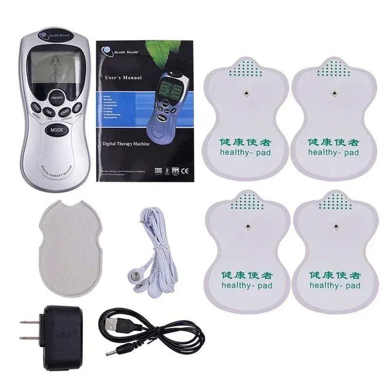 Electric Tens Machine Digital Therapy Body Pain Relief Acupuncture Massage Stimulator 4 Electrode Pads Massager Health 4 Ways