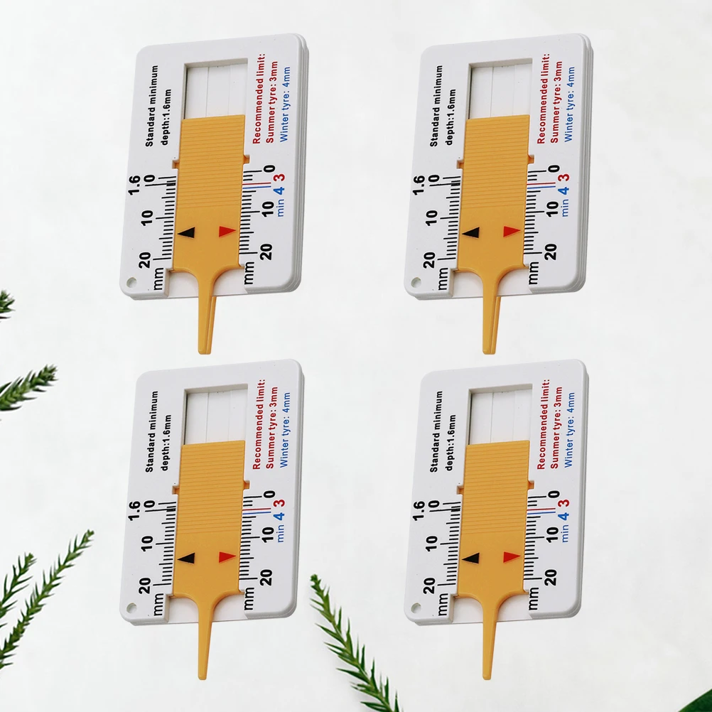 

4Pcs Tire Tread Depth Gauge Digital 0-20Mm Shockproof Measurement Tool for Vehicle Yellow Tyre Tread Meter