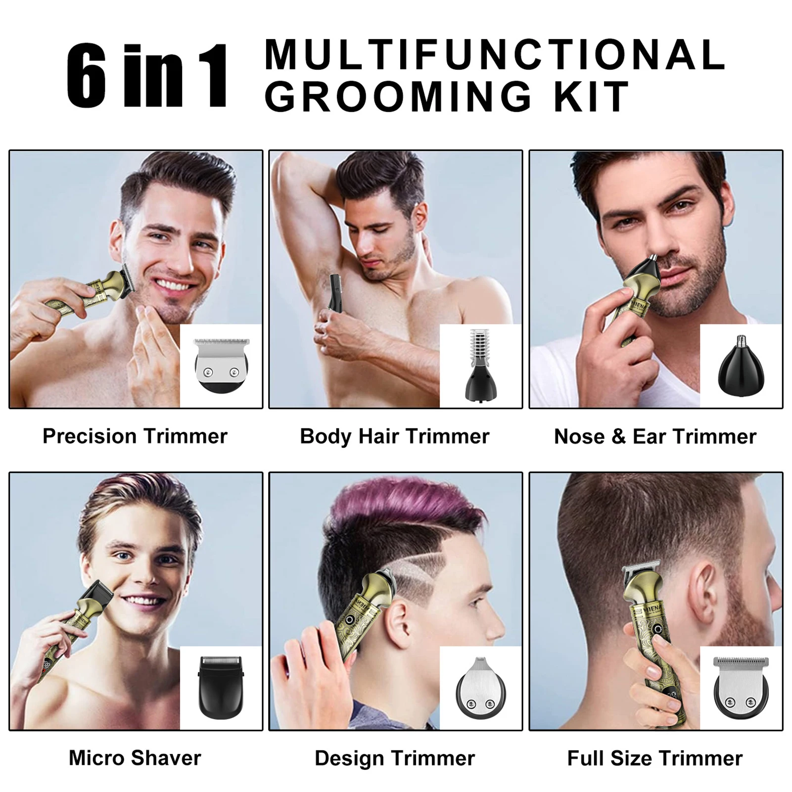 HIENA مجموعة تشذيب الشعر خمر نحت آلة قطع الشعر 1200mAh عالية الطاقة مقص الشعر صالون تصفيف الشعر الملحقات