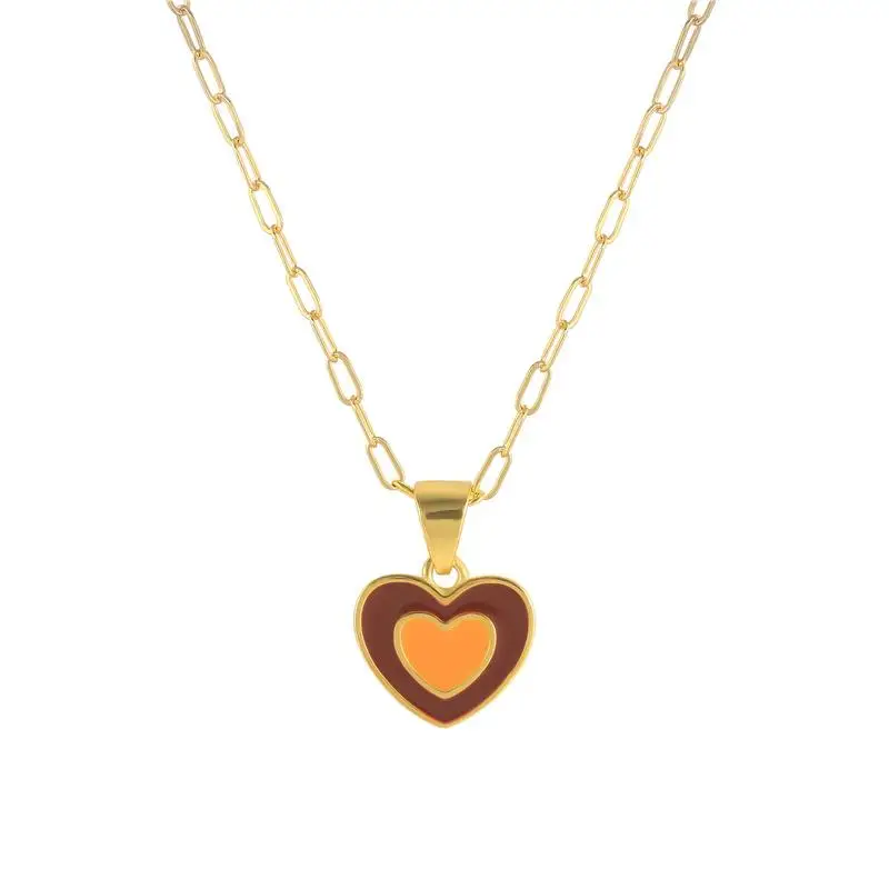 

Carline s925 sterling silver jewelry enamel heart necklace 18k gold plated jewelry minimalist jewelry for women