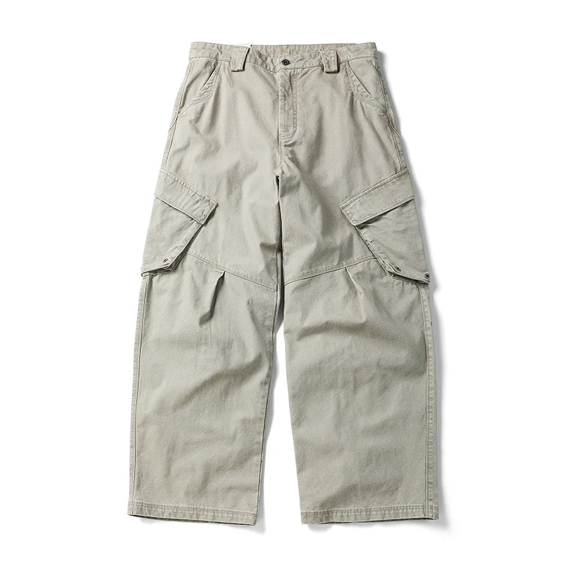 

American Vintage Heavyweight Washed Cargo Pants 2025 Autumn/Winter Trendy 100% Cotton Loose Straight-Leg Men's Casual Pants