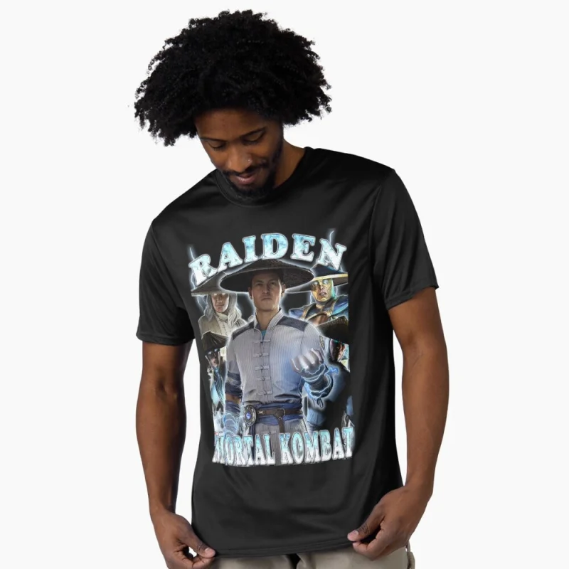 Vintage 90's Mortal Kombat 1 Raiden MK Gift tee for gamer 100% cotton printed Men's Short Sleeve Graphic T-Shirt All size tops