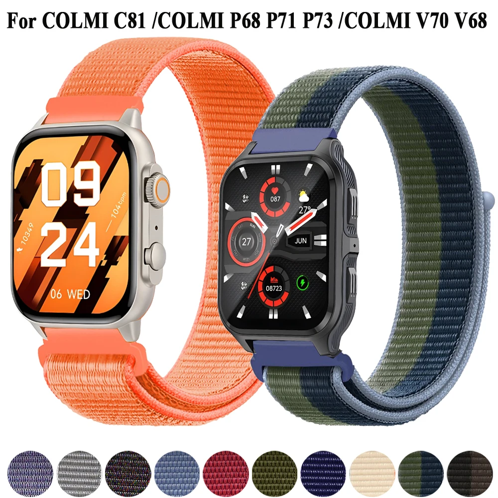 20mm 22mm Watch Strap For COLMI P73/P68/P71 Ultralight Nylop Wrist Band For COLMI C81/C61/V70/V68/M42 M41 Strap Correa Watchband