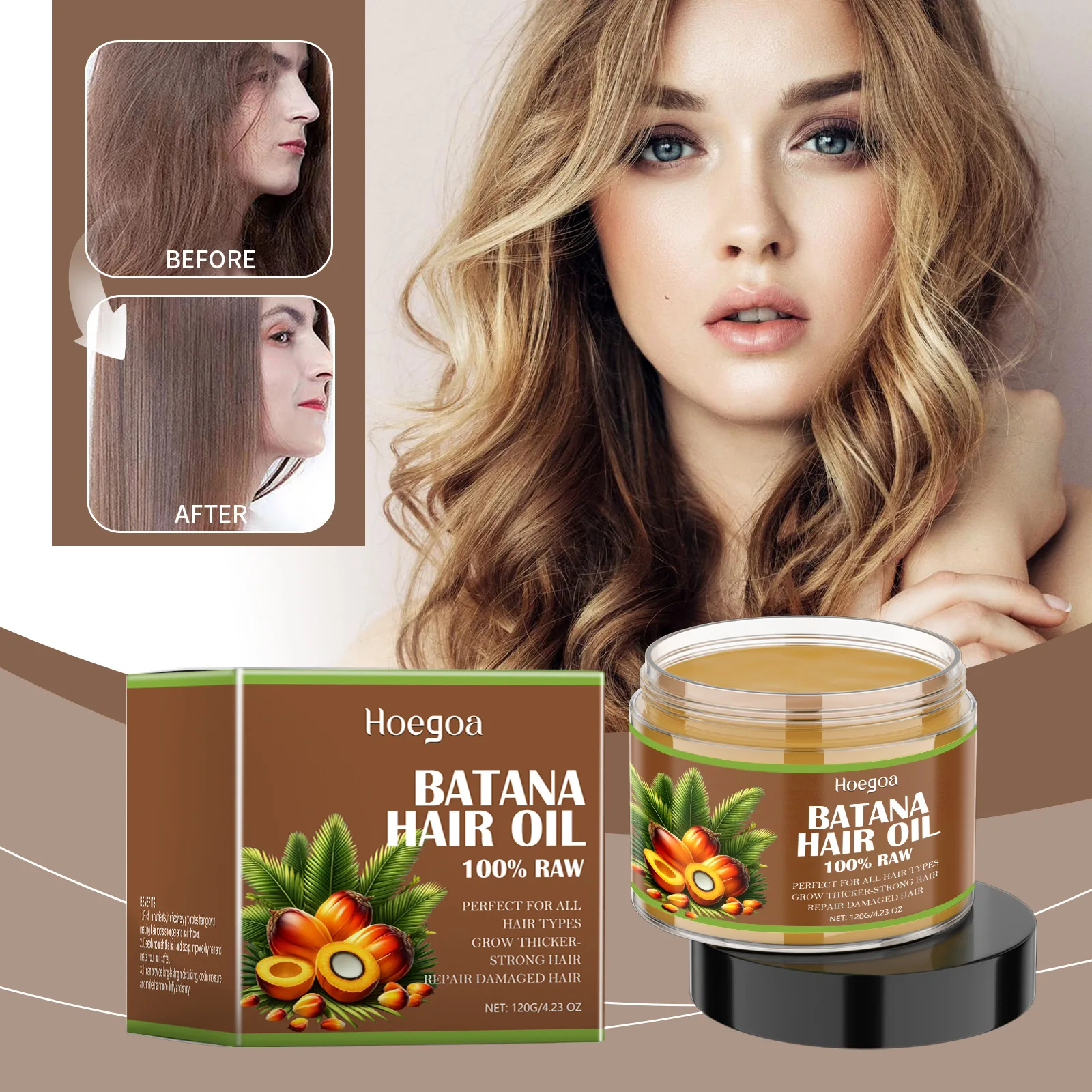 

Batana Hair Oil Organic Batana Oil Natural Treatment For Scaple,Strengthen Hair Roots Fluffy Moisturizing For Hair Care Serum