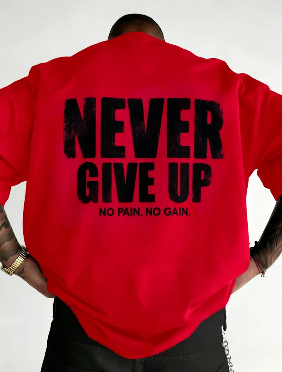 Oversized Boxy Motivational Tee in Red product image