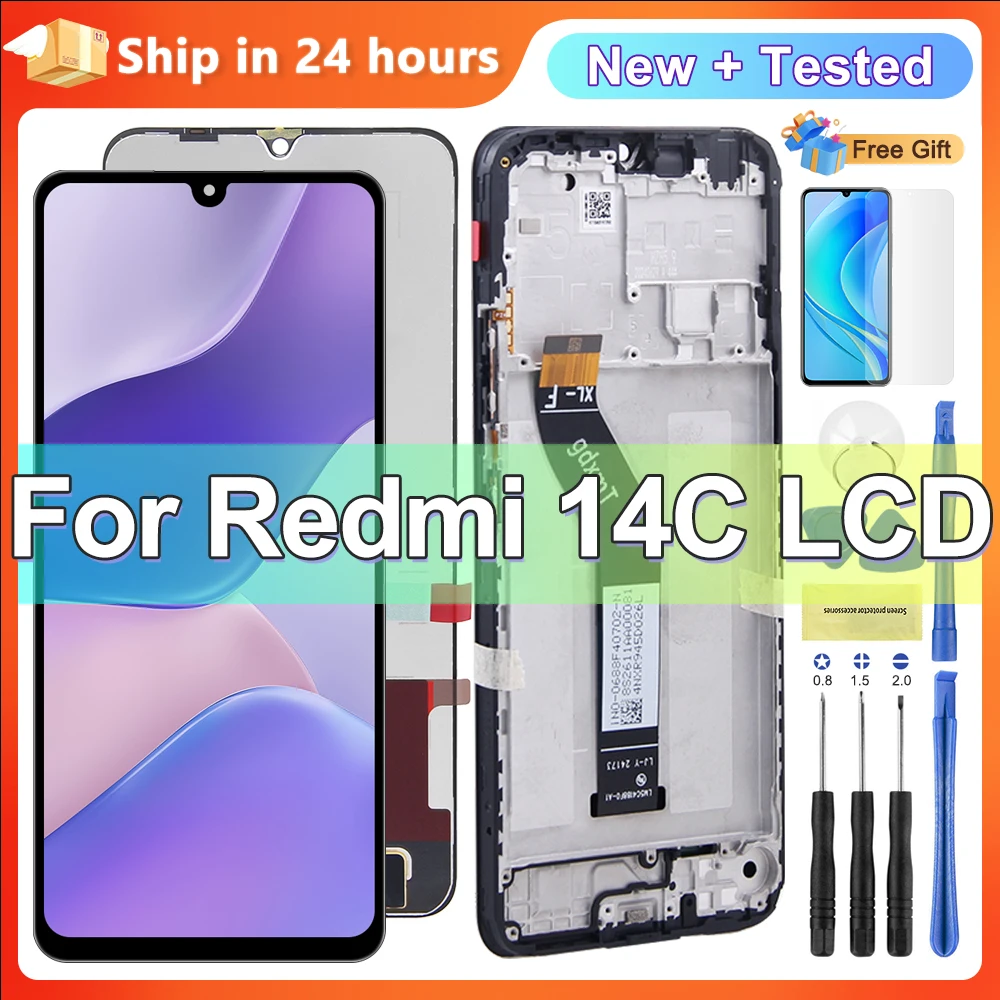 

ЖК-дисплей 6,88 дюйма для Xiaomi Redmi 14C с рамкой и сенсорной панелью в сборе для Redmi14C, сменный ЖК-дисплей 100% протестирован