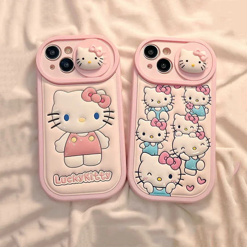 

Sanrio Kawaii Hello Kitty Mobile Phone Case Anime Cartoon Fashion Exquisite Anti-fall Niche Silicone Mobile Phone IPhone Cases