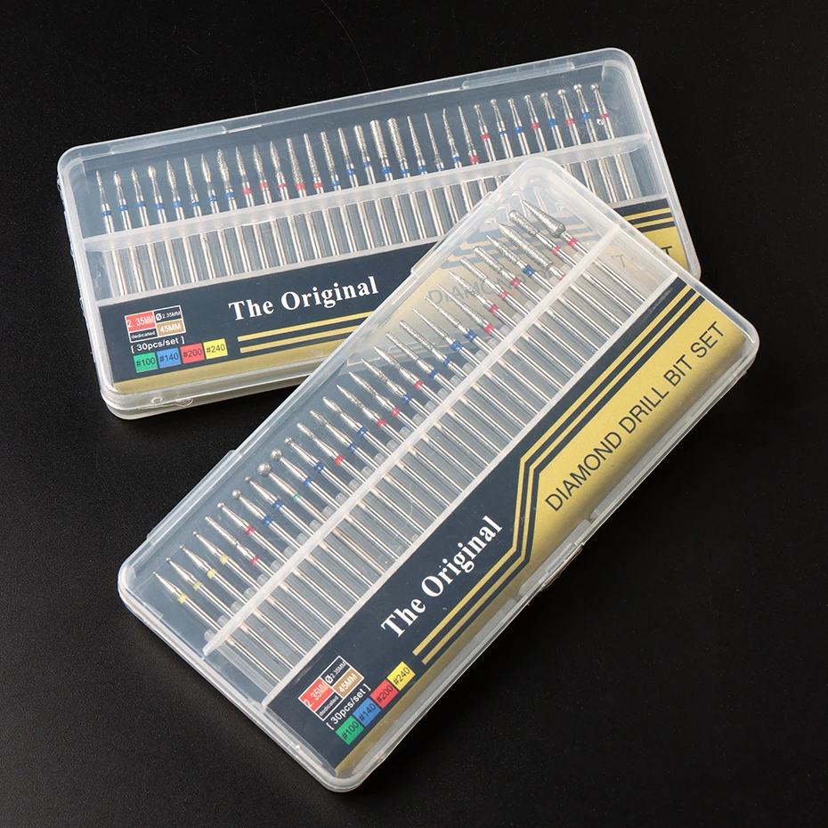 30 teile/satz Diamant Nagel Bohrer Fräser Für Elektrische Maniküre Nagel Bohrer Häutchen Sauber Bits Grat Polieren Zubehör