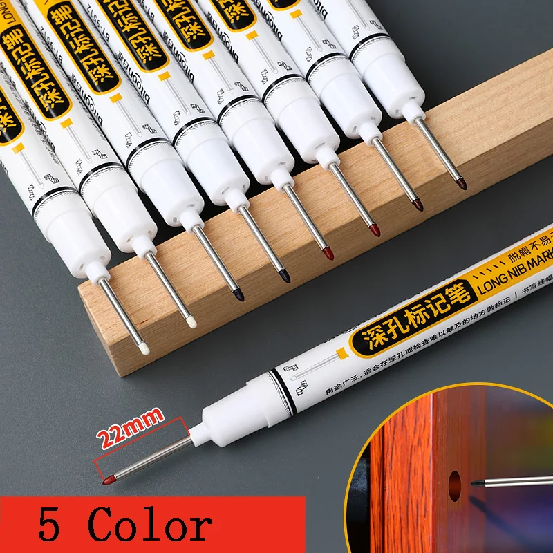 8pcs white Long Nib Marking 22mm Tip Oil Diy Pen Deep Hole Waterproof Permanent on metal glass wood