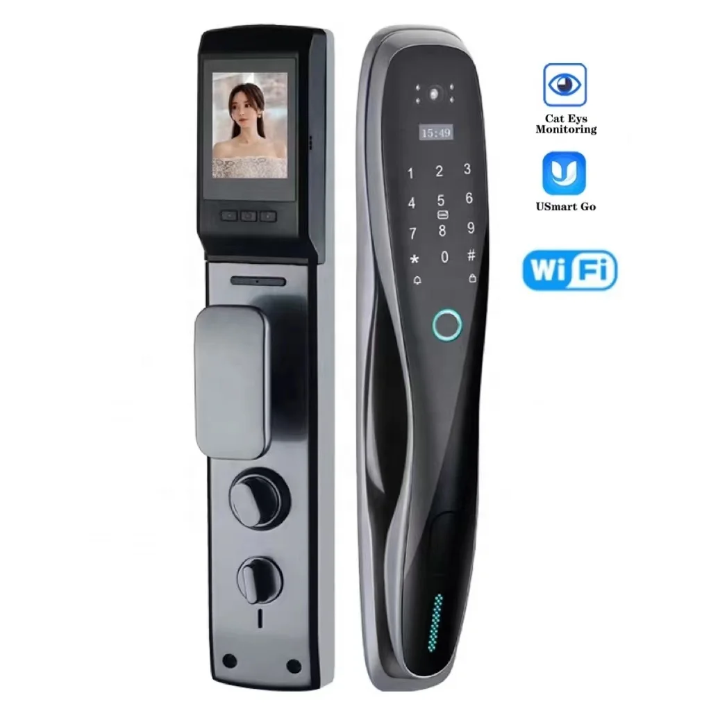

New Arrival Tuya Smart Door Lock Fingerprint Digital Wifi Lock Connected Camera Monitor Send Photo To Mobile