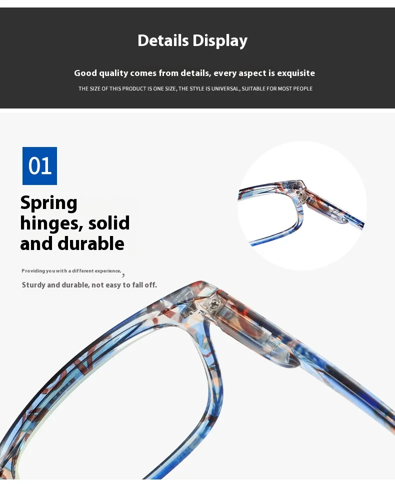 Hochauflösende Anti-Blau-Lesebrille, modische ultraleichte Presbyopie-Brille für Damen + 100 + 150 + 200 + 250 + 300 + 350 + 400 – Detail 7