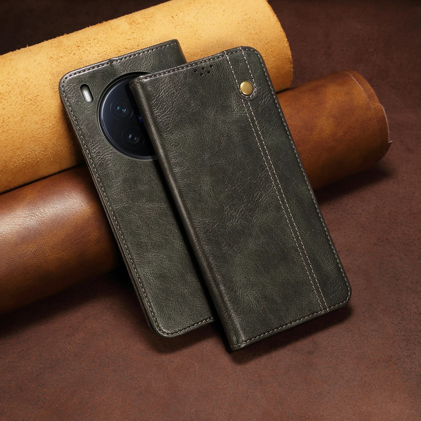 

Ультратонкий замшевый кожаный чехол-кошелек для VIVO X200 Ultra, слот для карт, подставка, магнитный чехол для телефона X200s, защитная задняя сумка