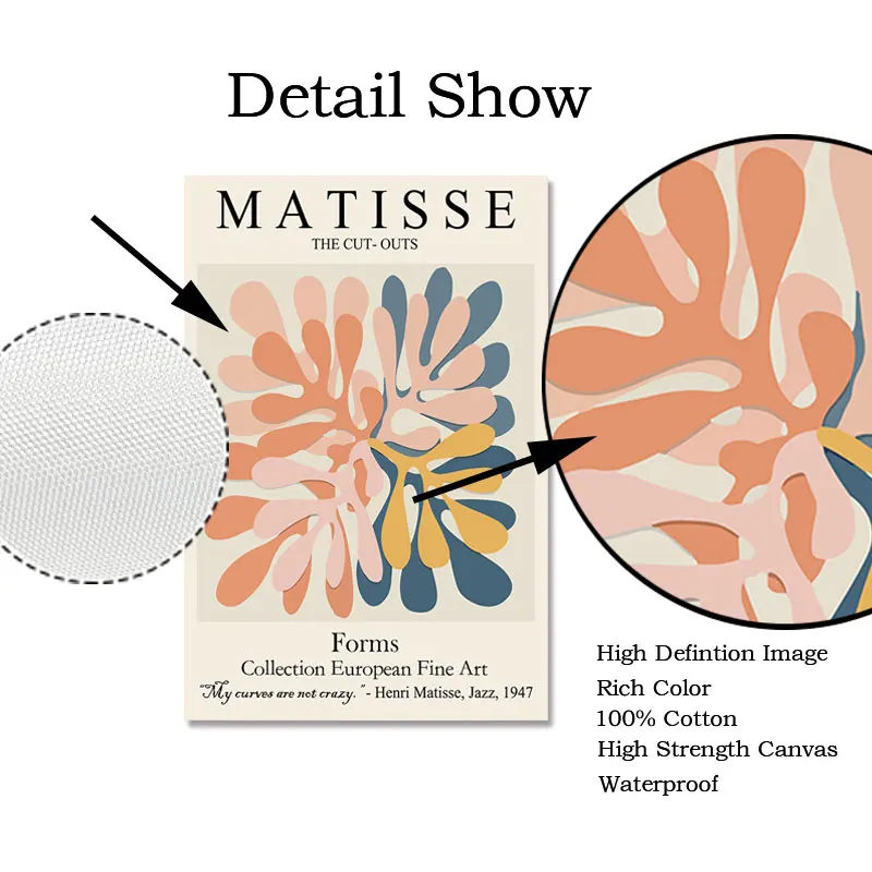 Abstract Wall Art Matisse Poster Line Face Coral Leaves Posters and Prints Canvas Paintings for Interior  Pictures Room Decor view 5