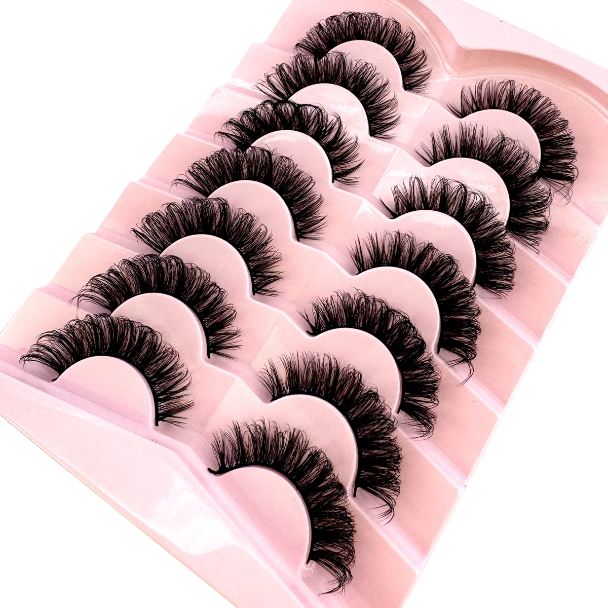 5/7 Paar russische Streifenwimpern, flauschige künstliche Nerzwimpern, Wispy-Wimpern für einen natürlichen Look, dicke, voluminöse künstliche Wimpern, lockige künstliche Wimpern – Detail 11