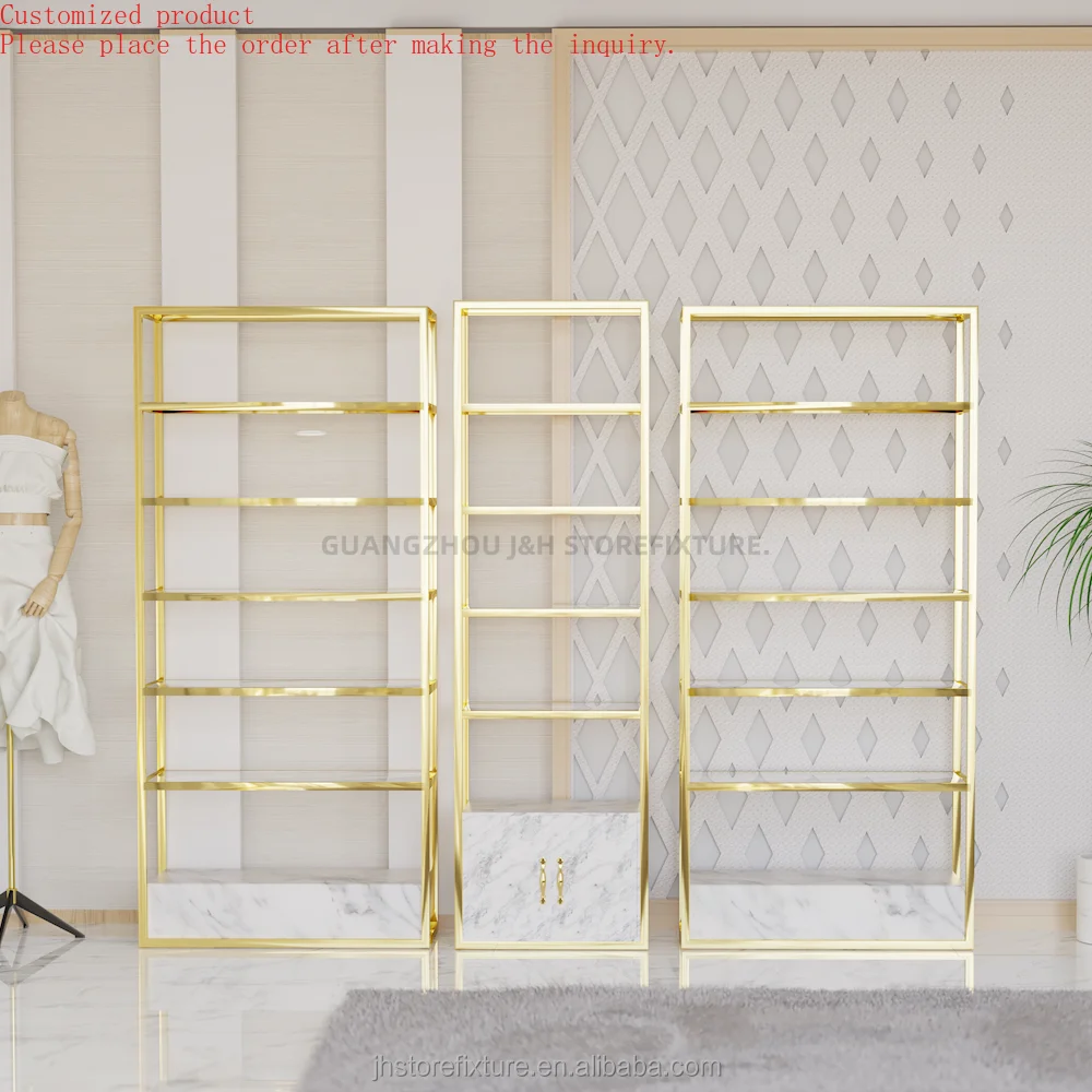 

Косметический магазин Полки для витрины из нержавеющей стали Сумка для магазина обуви Стеллажи для бутикового магазина Полка для витрины со шкафом