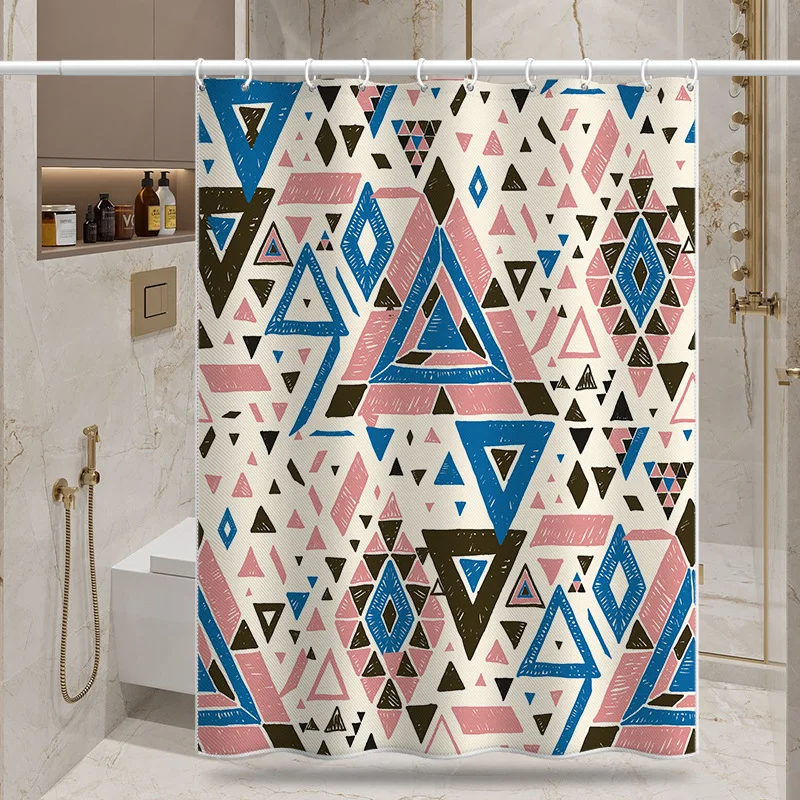 Bathroom Shower CurtainBlack Blue Triangular Waterproof Shower Curtain Bathroom Partition Curtain Bathroom Decoration Accessory