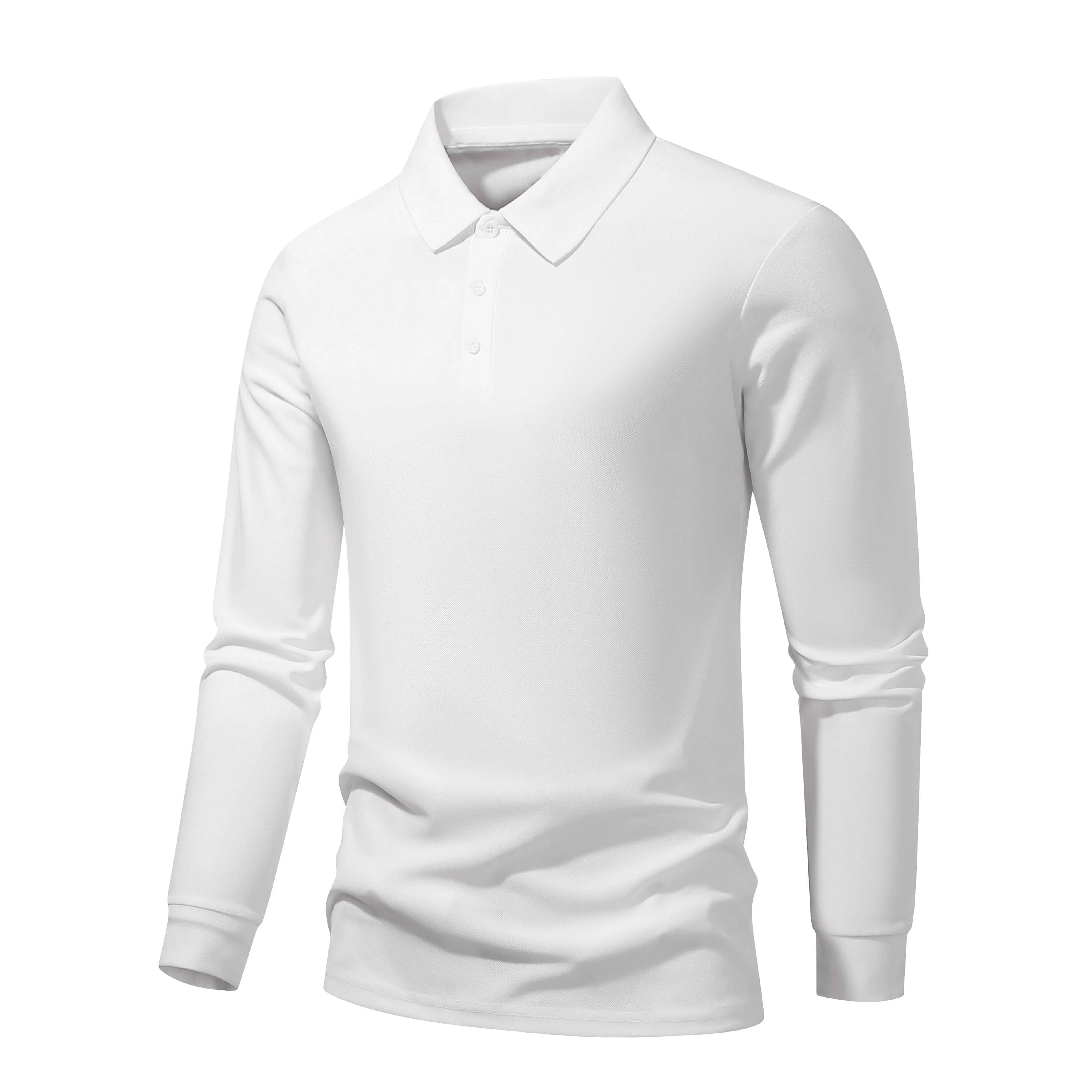 Spring Autumn Men Casual Solid Polo Shirts Mens Cotton Business Long Sleeve Polo Shirt Running Quick Dry Tee Shirts Male LZLLTT