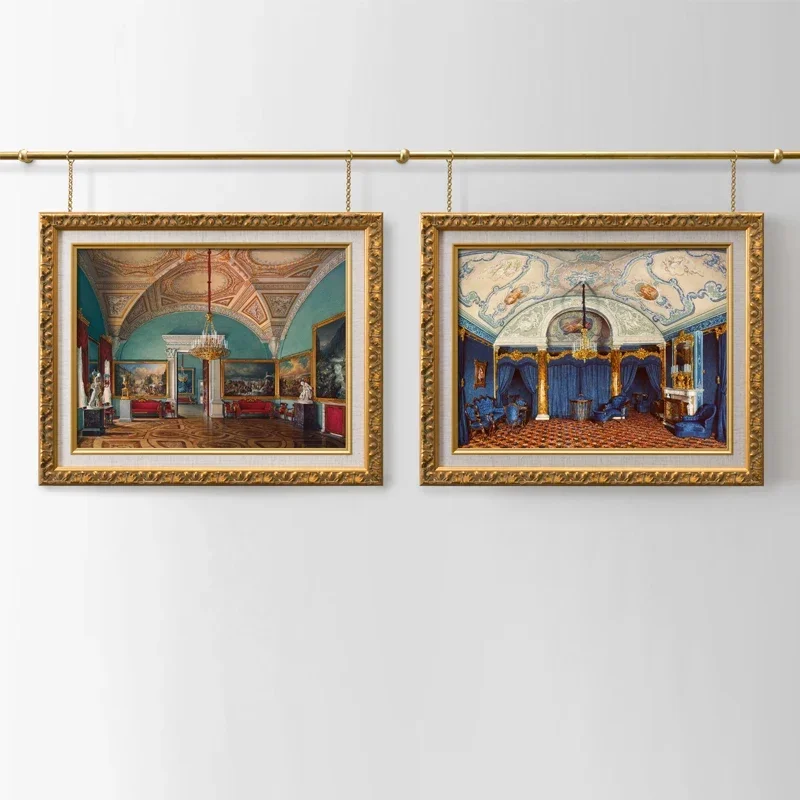 

Device Track Retro Decorative Painting Oil Painting Villa Exhibition Hanging Chain Brass Rod Painting Hanging Rope