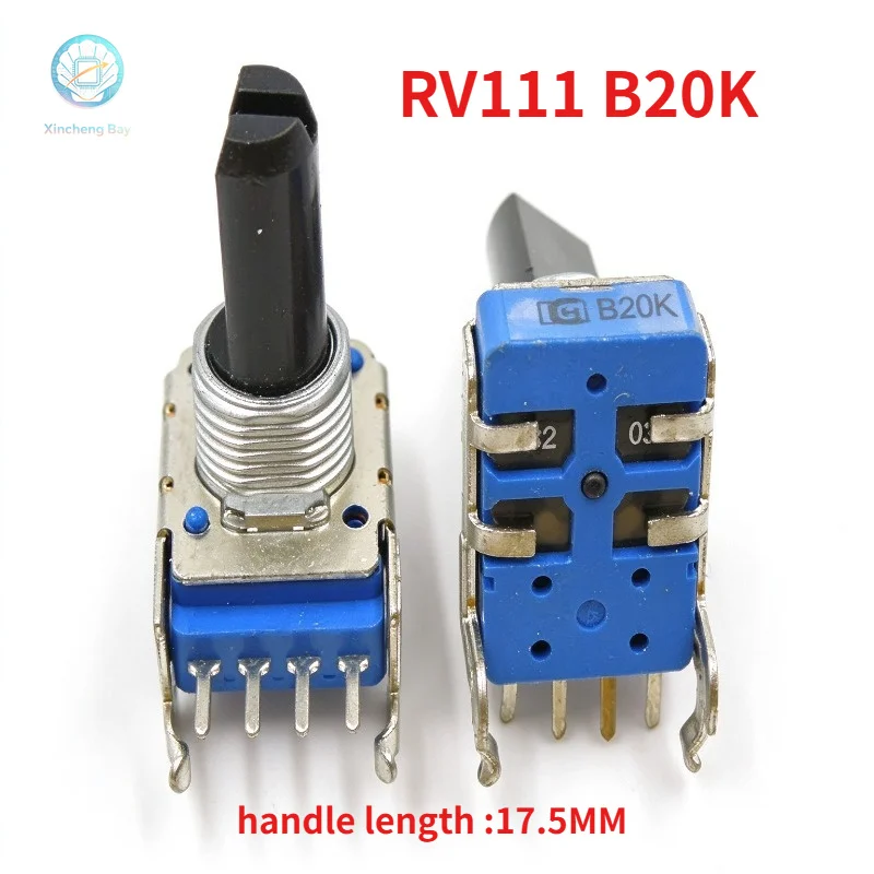 10pcs/lot RV111 amplifier potentiometer B203 potentiometer half handle 20K 4-pin with bracket handle length 17.5MM