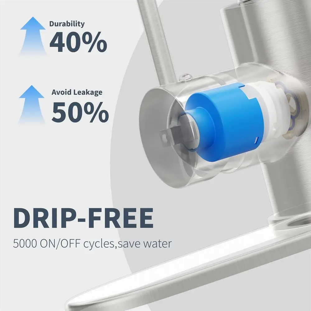 Torneira moderna de cozinha com pulverizador pull-down de alça única de arco alto em níquel escovado para RV, lavanderia, bar e fazenda