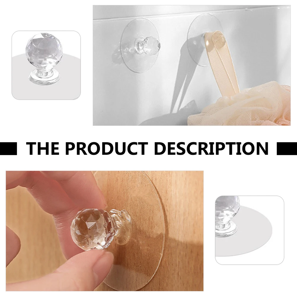 

Punch-Free Door Knob Transparent Closet Handle Decorative Cabinet Pulls Round Drawer Knobs Furniture Exterior Pulls Durable