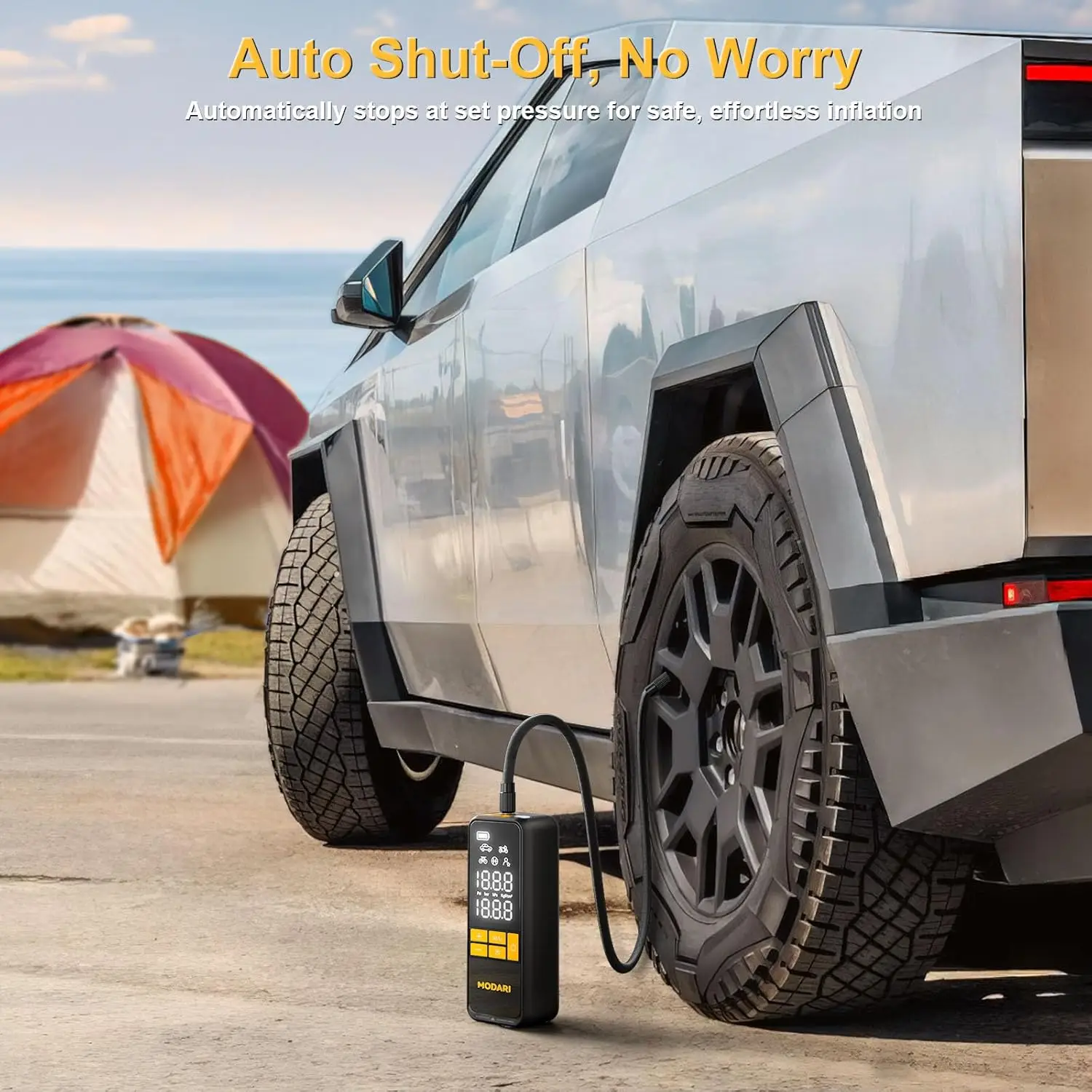 منفاخ إطارات محمول 5X أسرع 160 رطل لكل بوصة مربعة مضخة هواء لاسلكية مع إيقاف تلقائي للسيارة وسيارات الدفع الرباعي والشاحنة - تخزين مغناطيسي #6