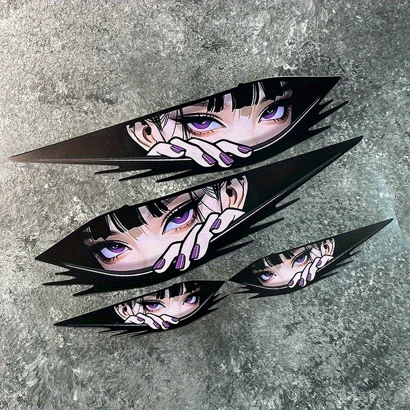 JDM Style Anime Eyes Stickers Laser Reflective Decals Universal for Cars Motorcycles Bicycles Accessories