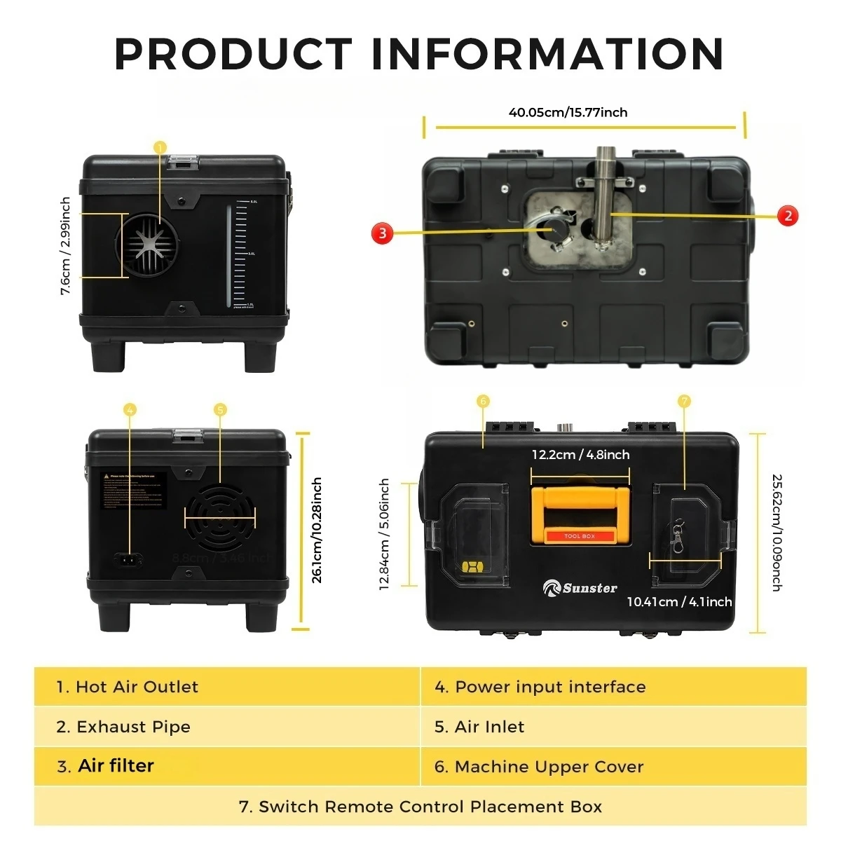 Sunster 8KW 12V&24V&110-240V Portable Diesel Air Heater APP Control Ultra quiet Night Parking Heater for RV car campervan tent