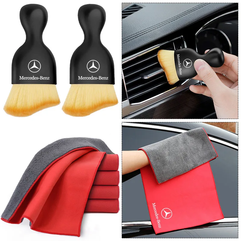 Car Cleaning Soft Brush Wash Towel Microfiber Cleaning Rag For Mercedes Benz W220 W205 W211 W212 GLC GLS AMG W203 Accessories