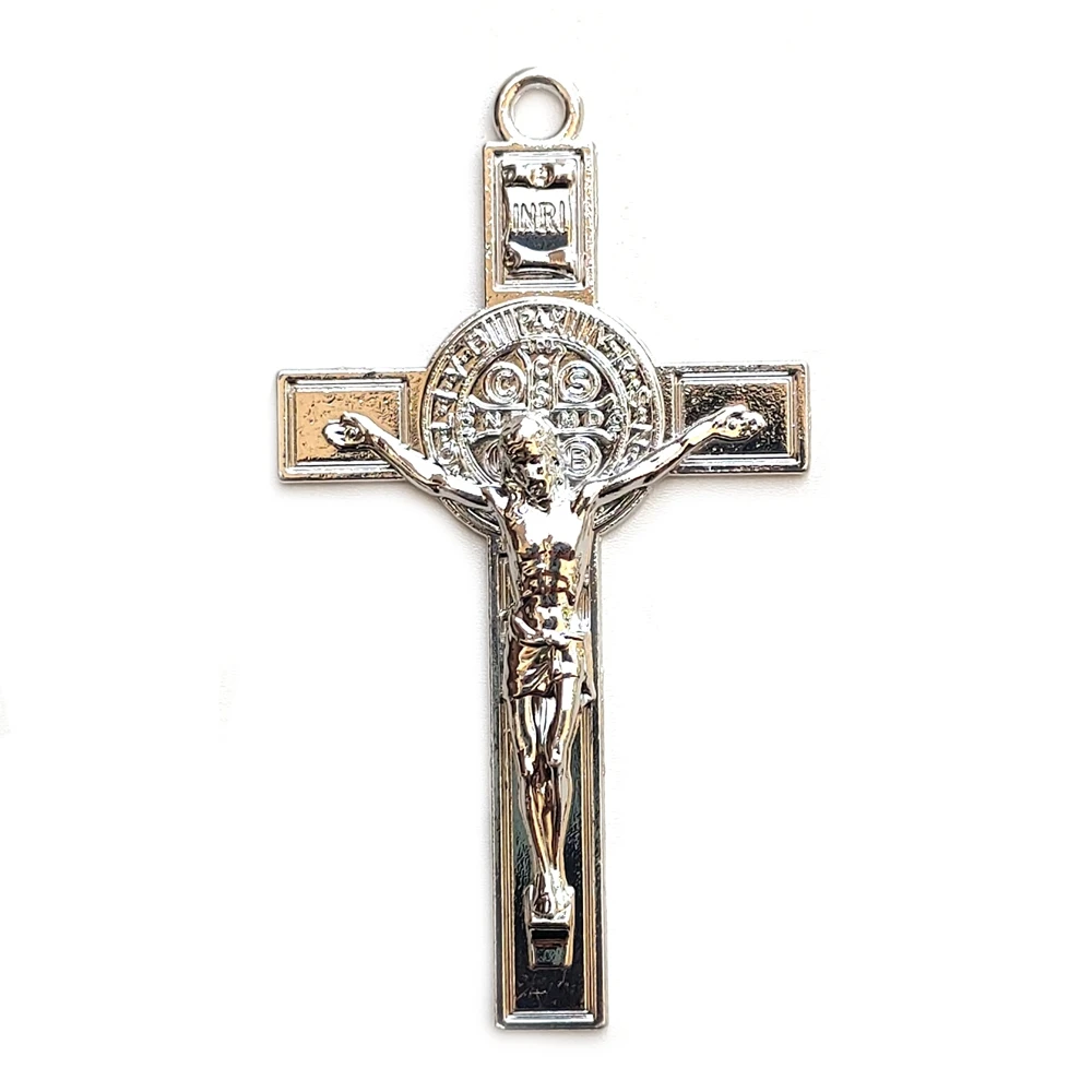 Qigo Religieuze Sieraden Accessoires 6.5*3.5 Cm Jesus Kruis Kruisbeeld Hanger Metaal Diy 5 Stks/partij