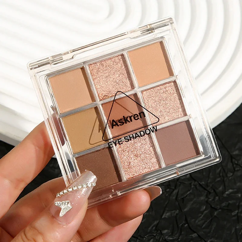 co:03&04 9 Colors Eyeshadow Palette Earth Tones Pearl Matte with Fine Glitter Shimmer - Stage Makeup Cosmetic