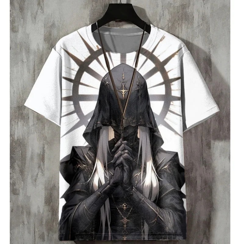 3D Printed Beautiful Masked Girl T Shirt For Men Colorful Pattern Tees Summer O-Neck Short Sleeve Tops Casual Loose T-shirts